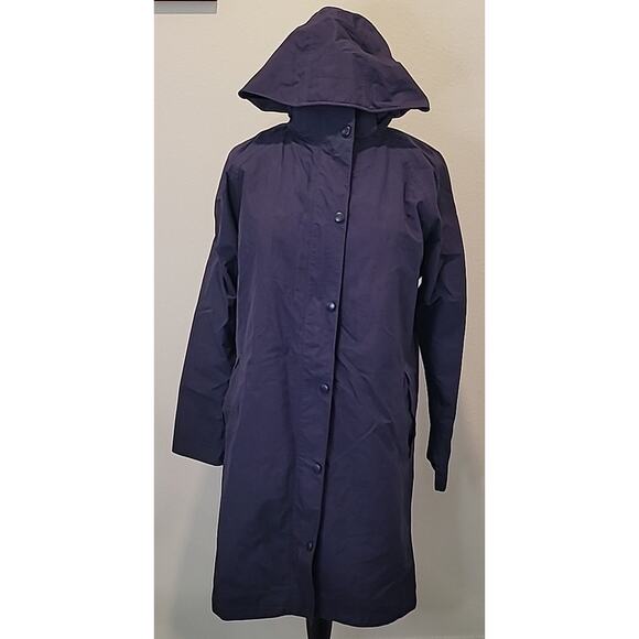 LL Bean Women’s Waterproof Rain Coat – Medium – Blue Hooded Jacket –Style #0CCF6 - Picture 2 of 5